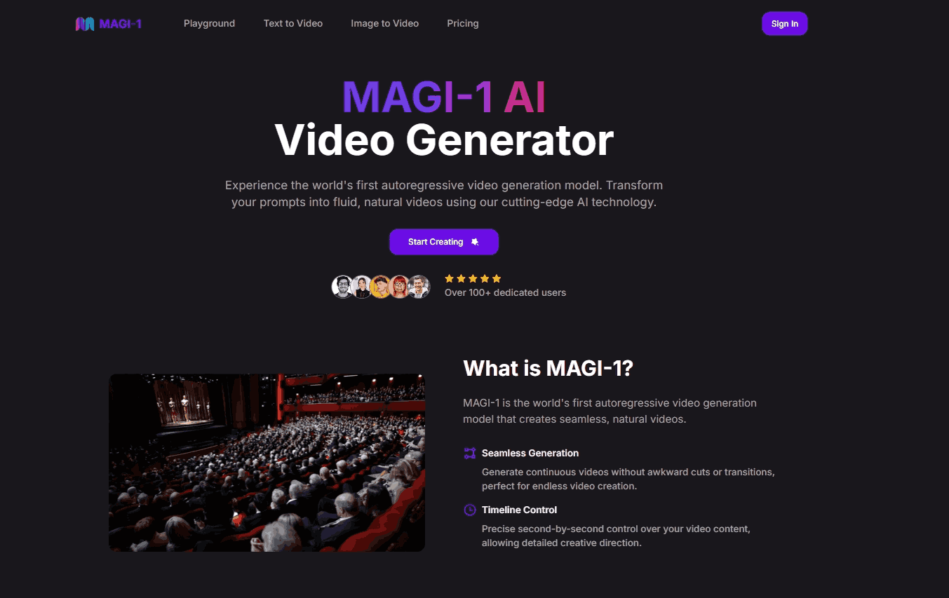 MAGI-1 AI:免费在线视频生成器,开启 AI 视频新时代,几分钟内将文本提示转换成自然流畅的视频