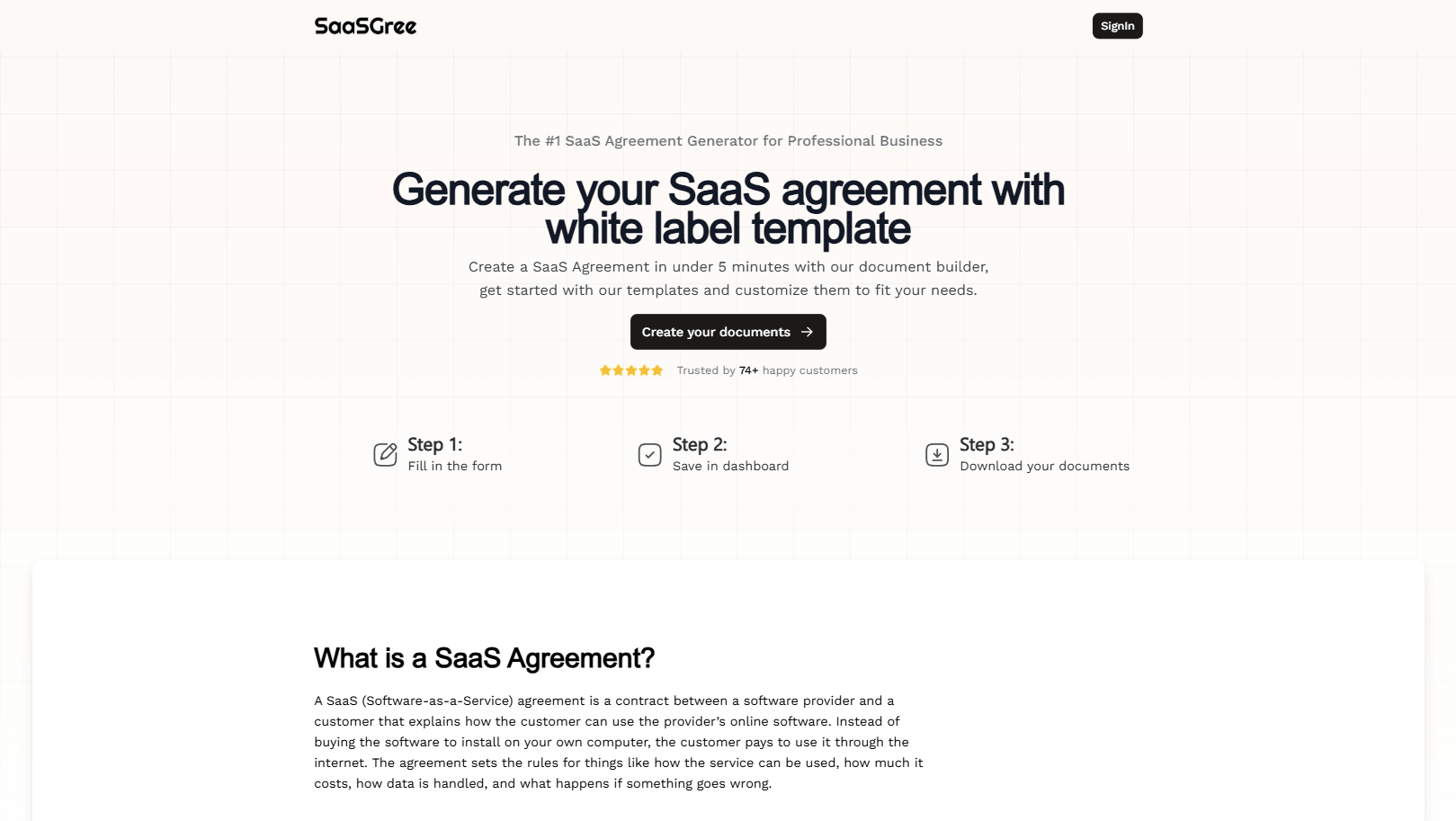 SaaSGree:快速生成专业 SaaS 协议的模板工具,提供白标模板和文档构建器,帮助用户在五分钟内创建定制化的 SaaS 协议