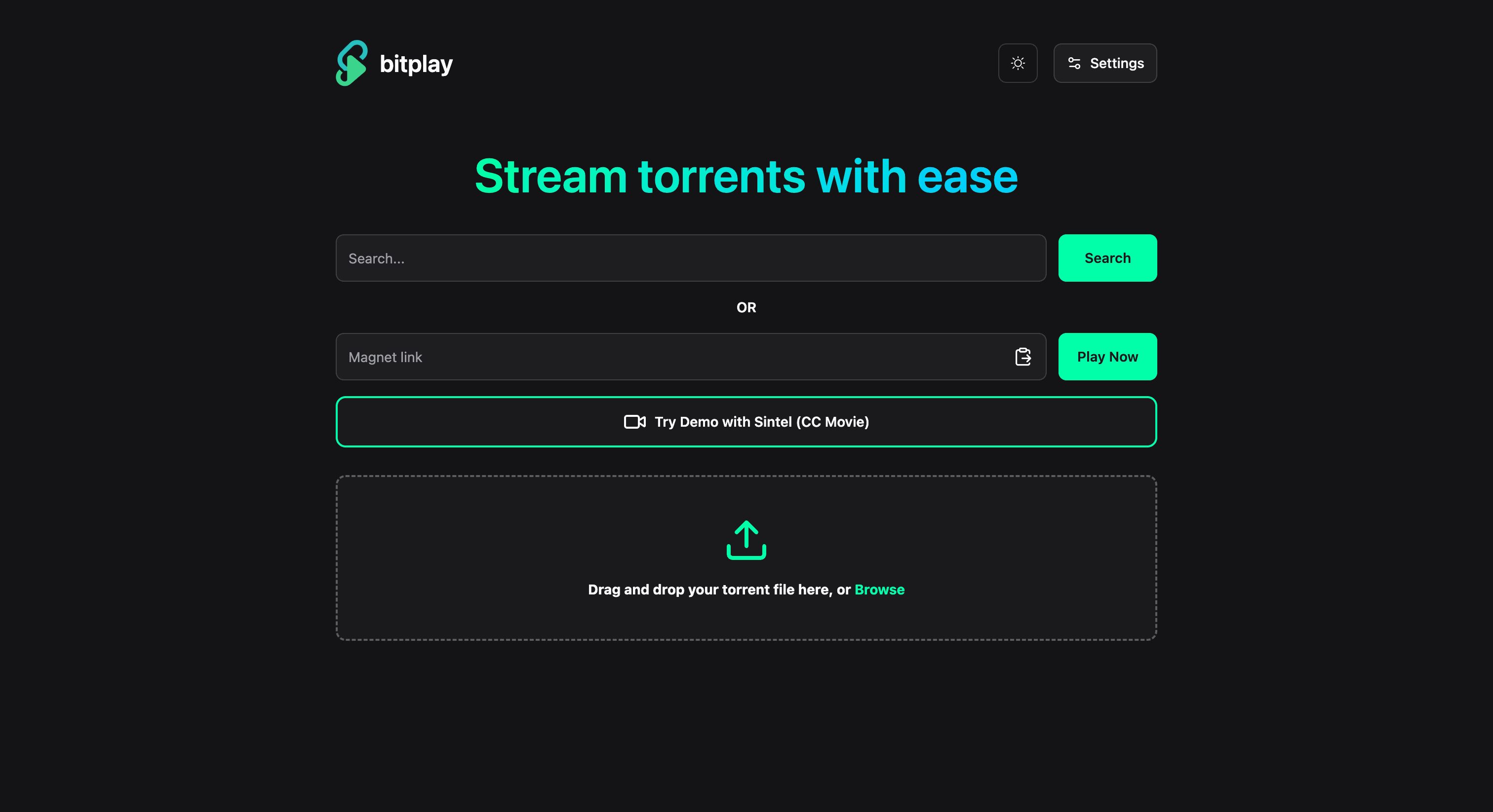BitPlay:在线播放磁力视频的开源工具,允许用户通过磁力链接或上传 Torrent 文件在线播放视频内容,具备即时字幕转换功能