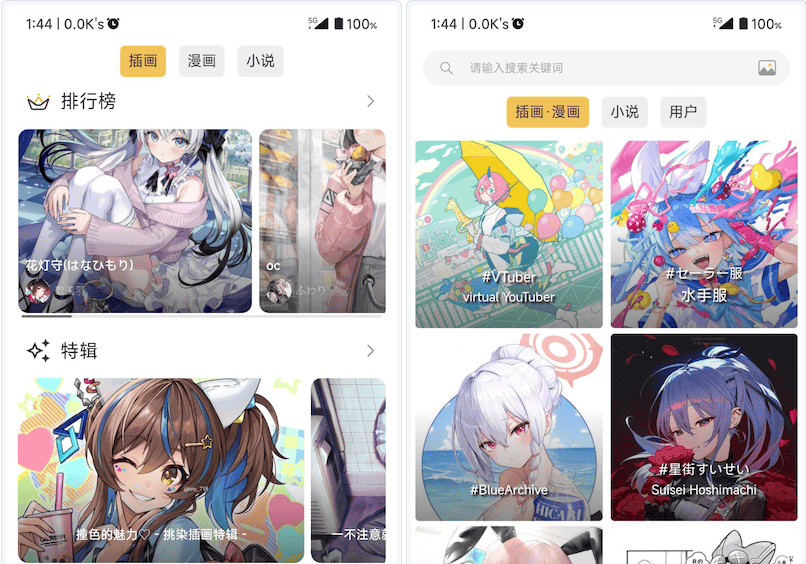 Pixiv Viewer:Pixiv 免登录阅览工具,插画、动图、漫画、小说等