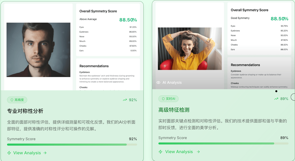 面部对称性测试:AI专业面部对称分析工具,改善脸部和谐