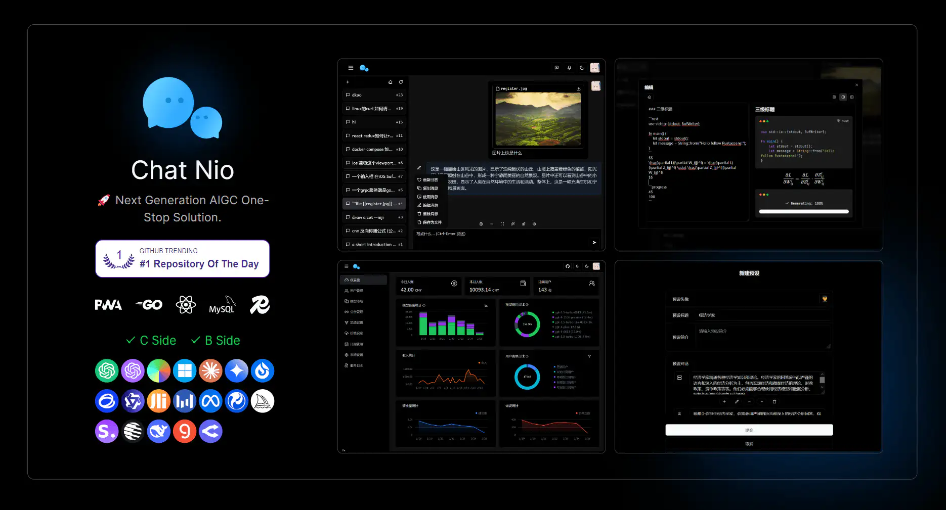 CoAI.Dev (原 Chat Nio):下一代 AIGC 一站式商业解决方案,初中生开发被收购从 0 至百万的第一桶金