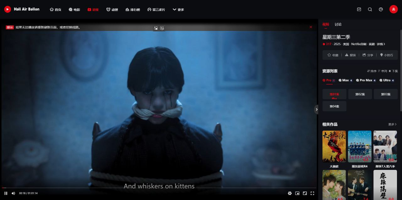 热气球影视: Netflix Disney+ 在线无广影视站,支持VIP视频解析