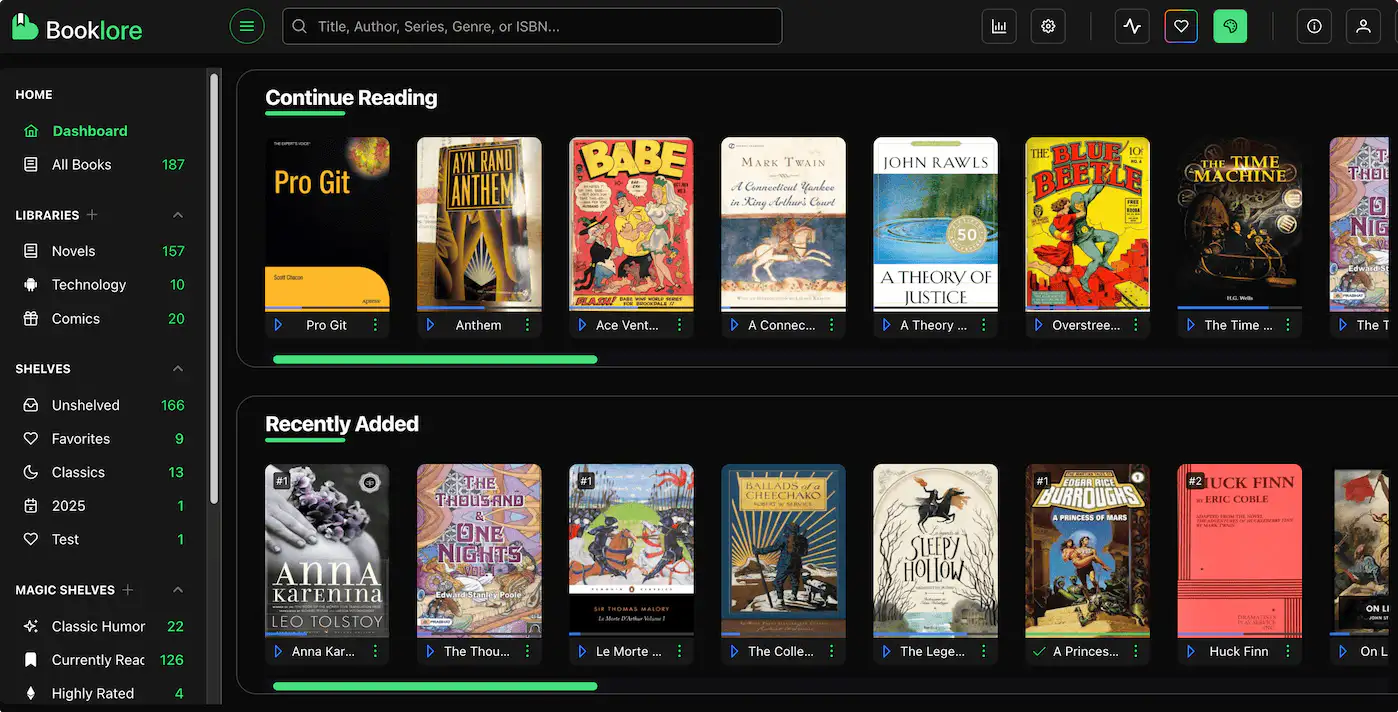 BookLore:开源电子书和漫画阅读工具,自托管应用程序