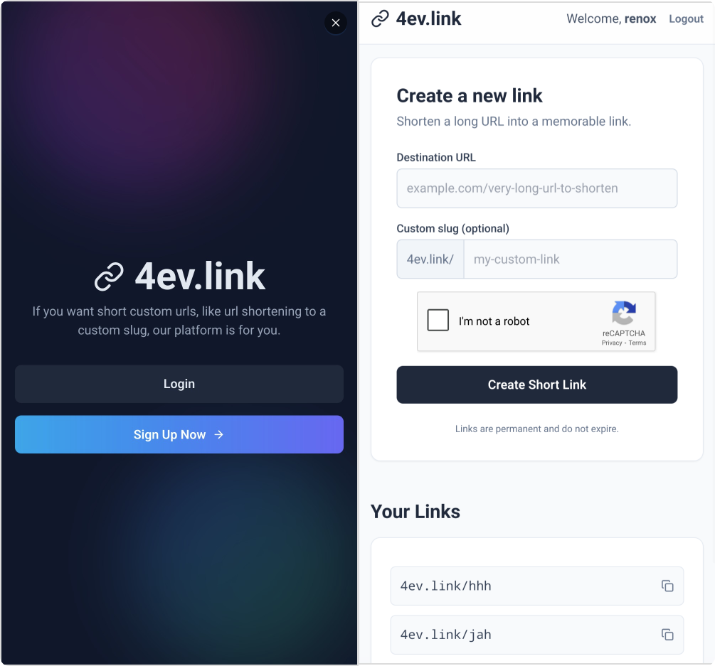 4ev link:极简且URL 缩短服务,运行在 Cloudflare 的边缘网络上,无需服务器,缩短链接永不过期