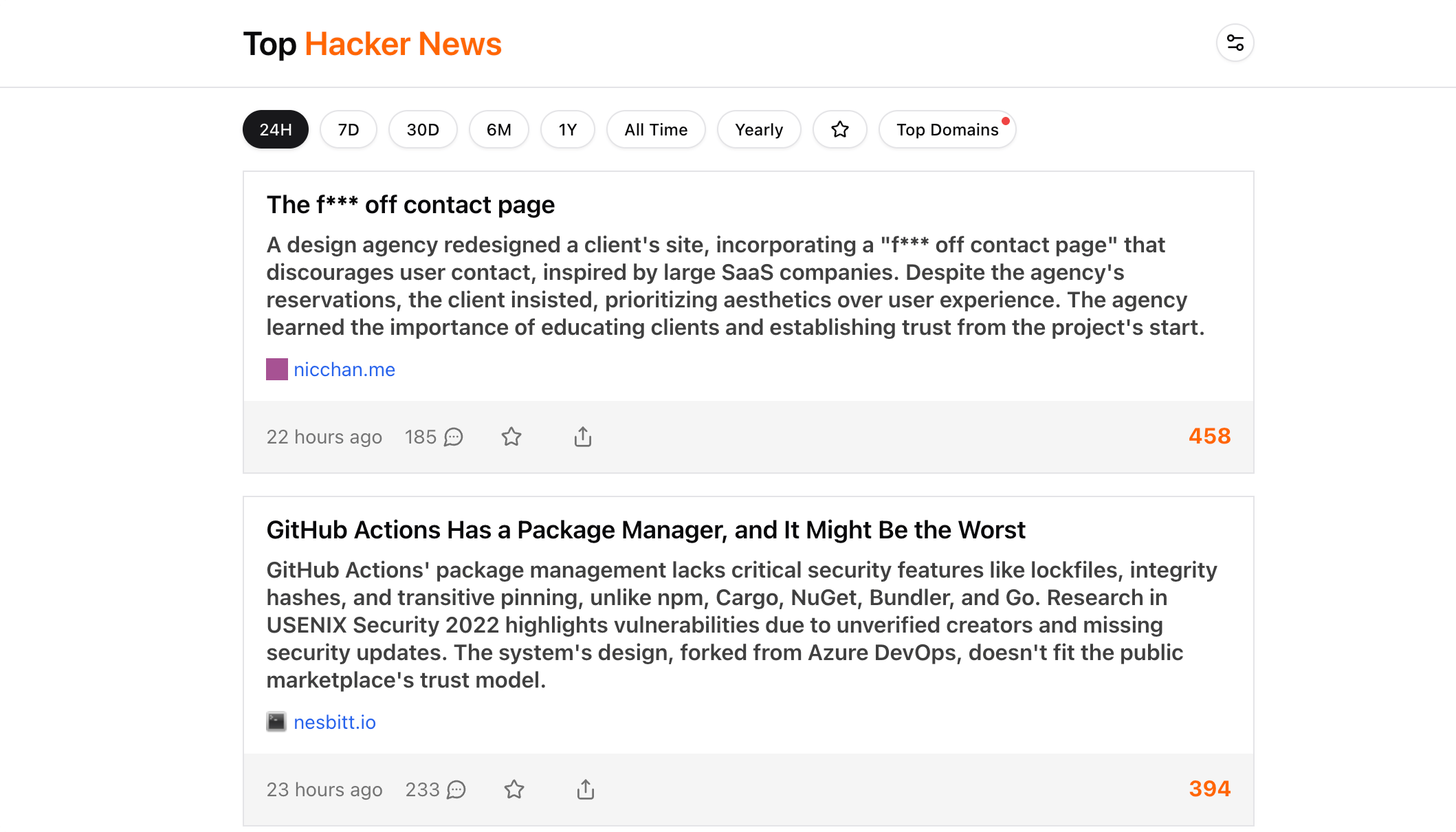 Top Hacker News：顶级黑客新闻，每日更新最新消息
