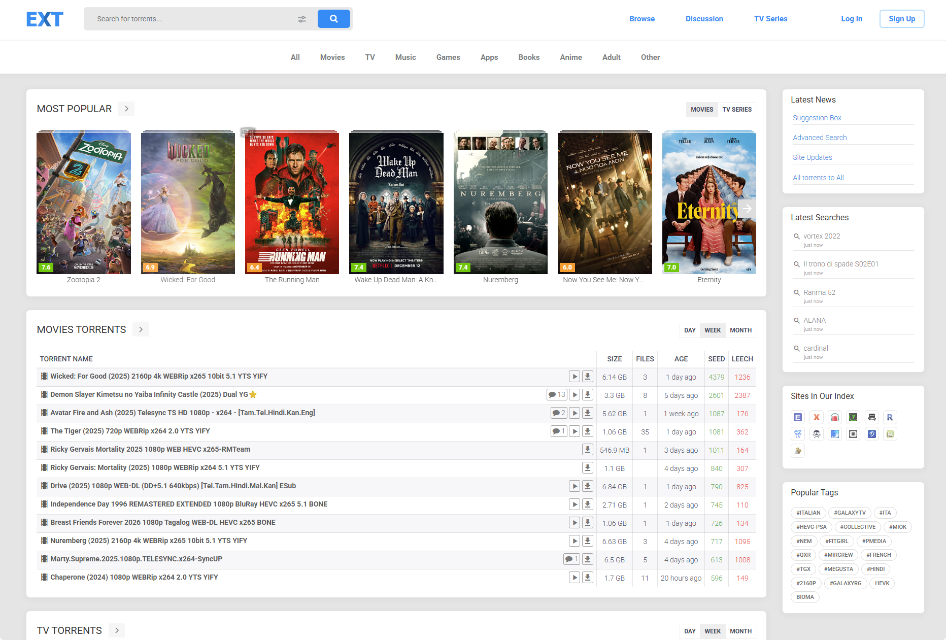 EXT Torrents：种子搜索引擎，在线影视，TV，game，软件，电子书等种子获取网站，资源很全