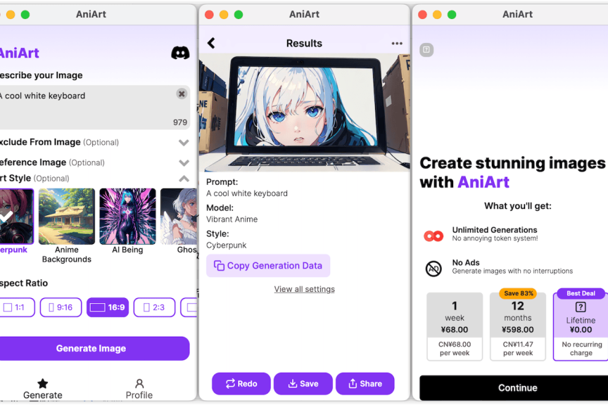 [iOS]Anime AI Art Generator: AniArt限免，AI生成高质量动漫图像